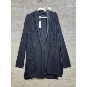 Chico's Travelers Embellished Beaded Long Jacket Womens Size 4 US 2XL Black NEW